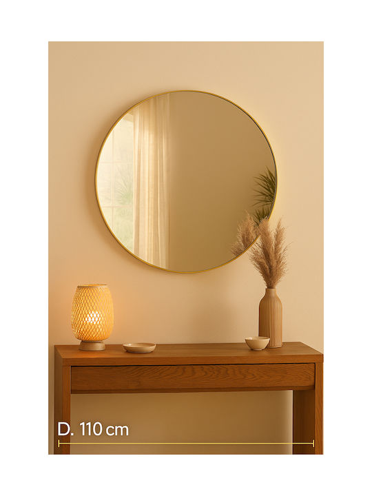 Atmosphera Oglindă De Perete Cu Cadru Metalic Auriu Diametru 110cm