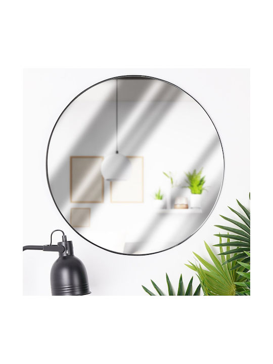 Zaros Wall Mirror with Black Frame Diameter 55cm 1pcs