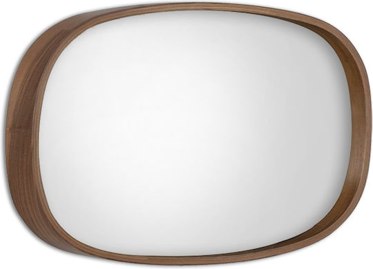 Hanah Home Cloudy Огледало За Стена С Кафява Дървена Рамка 55x38см