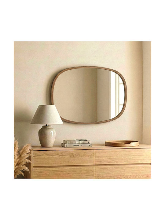 Hanah Home Cloudy Wall Mirror with Brown Wooden Frame 55x38cm