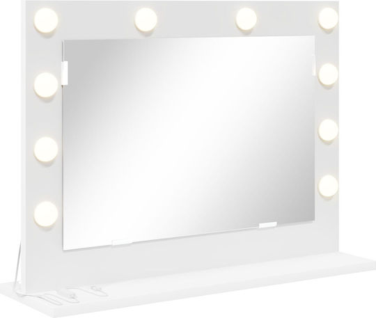 vidaXL 868309 Καθρέπτης Ορθογώνιος Λευκός & LED Φωτισμό 60x45cm