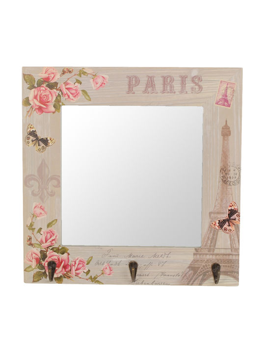 Keskor Paris Yg309 Oglindă de Perete cu Multicolor Ramă din Lemn 34x34cm 1buc