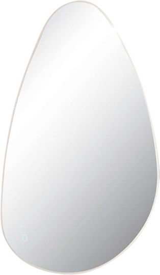 Zambelis Lights 25385 Asymmetric Wall Mirror White Frame with LED Lighting 55x80cm Zambelis Lights 25385 Asymmetric Wall Mirror White Frame with LED Lighting 55x80cm