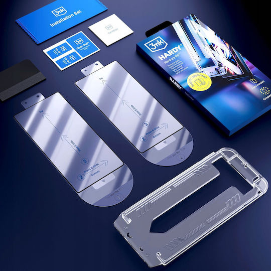 3mk Pack 2 Tempered Glass Iphone 17 16 Pro Applicator Frame Black Transparent
