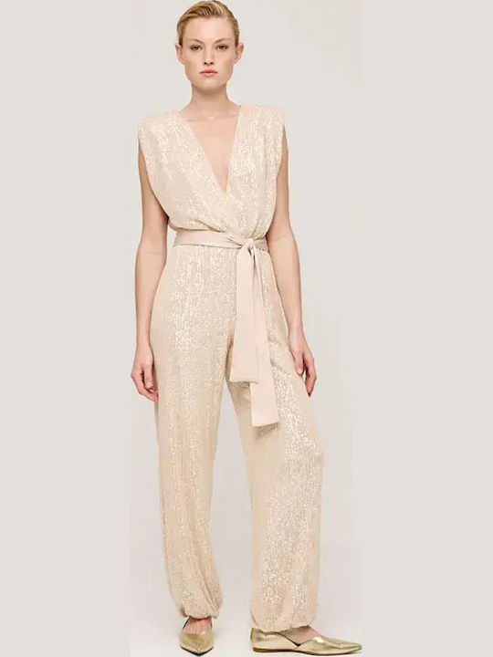 Women's Sleeveless One-piece Jumpsuit Sand