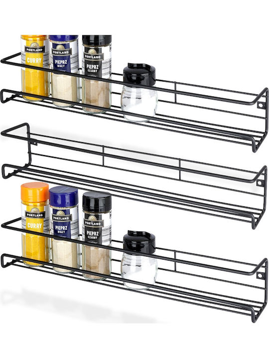 Vilde Wall Metal Shelf 40x6.5x6.5cm 3 Pieces Black