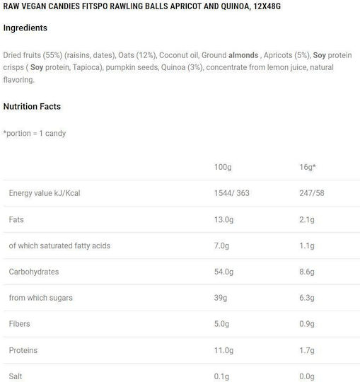 Fit Spo Kekse Klassisch Aprikose Quinoa Zuckerfrei 1Stück 48gr