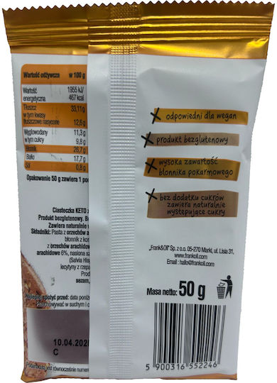 Keto Vegan Kekse Erdnussbutter Geschmack Frank & Oli 50g