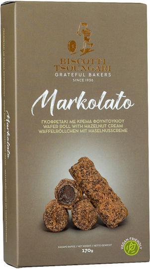 Biscotti Tsoungari Biscuits Markolato Hazelnut Cream With Topping Hazelnut 1pcs 140gr