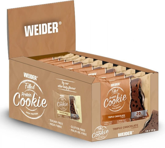 Weider Μπισκότα Πρωτεΐνης με Γέμιση Χωρίς Ζάχαρη 10τμχ 70gr