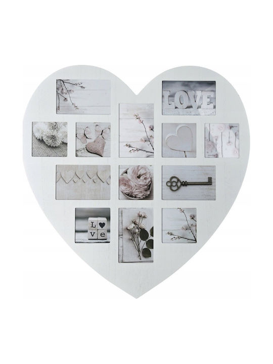 Atmosphera Grey Multi Wall-Mounted Picture Frame 13 Photos Wooden Gray Heart Shape