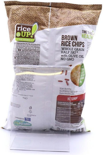 RiceUp Tort de orez Brown Rice Chips cu aromă de Ketchup Integral Fără gluten 60gr