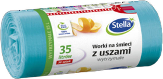 Stella Săculeți de Gunoi Capacitate 35lt cu Mânere 30buc Albastru