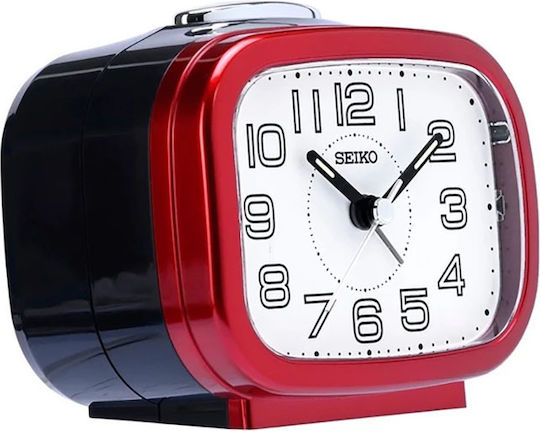 Seiko Αθόρυβο Επιτραπέζιο Ρολόι με Δείκτες με Ξυπνητήρι Κόκκινο QHK060R