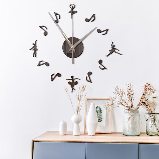 Diy Notes Wall Clock Sticker Mirror Black 42x40cm