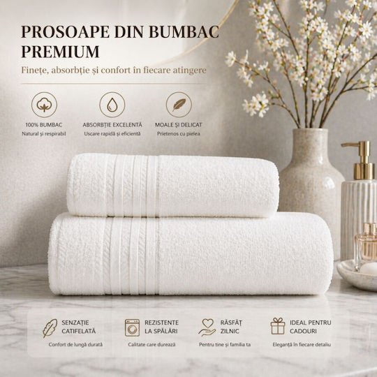 Lenjerii Deosebite Set De Prosoape De Baie 2 Buc Crem Greutate 500gr/m²