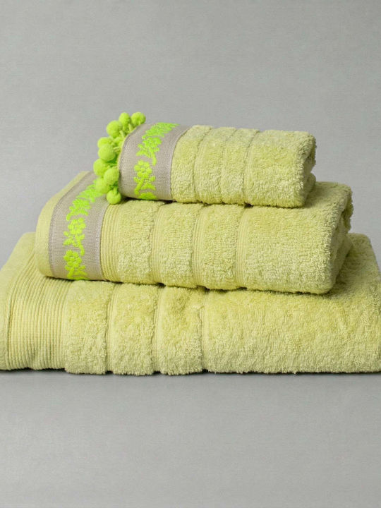 White Fabric Σετ Πετσέτες Μπάνιου 3τμχ Whim Κίτρινο Βάρους 600gr/m²
