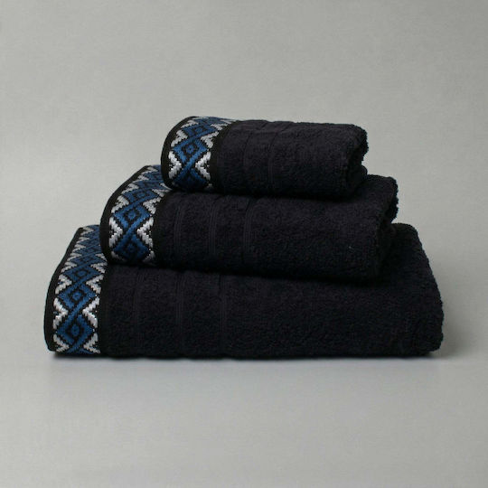 White Fabric Set Prosoape de Baie 3 buc Knit Black Greutate 500gr/m²