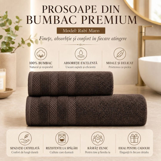Lenjerii Deosebite Set De Prosoape De Baie 2 Buc Maro Greutate 500gr/m²