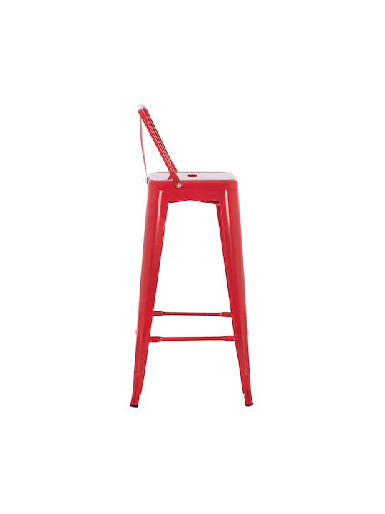 Hocker Bar mit Rückenlehne Metall Red 42x42x100cm