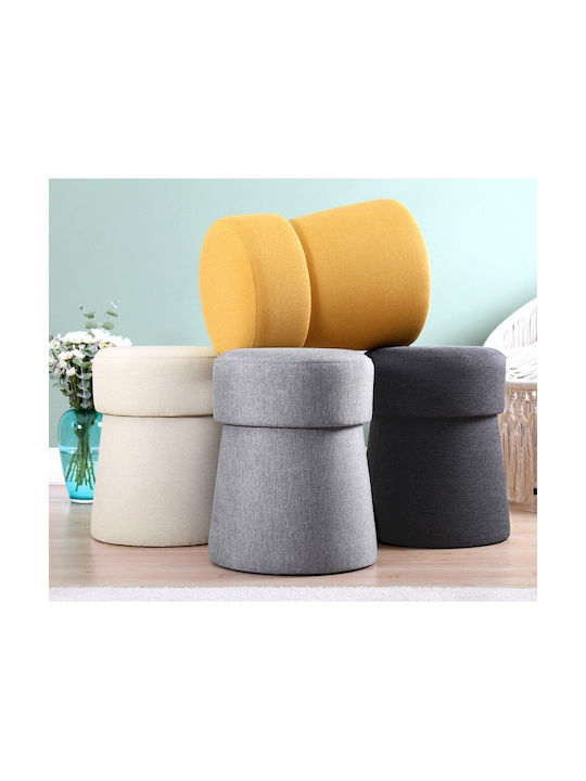 Stool For Living Room Upholstered with Fabric Beans Mustard