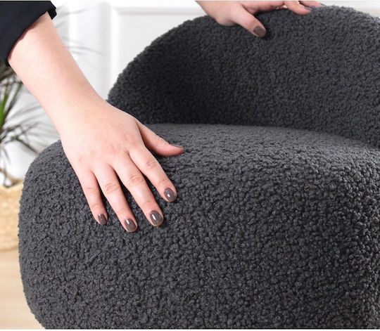 Rufmee Bouclé Hocker 209flf1153 48x42x47cm Dunkelgrau-natur