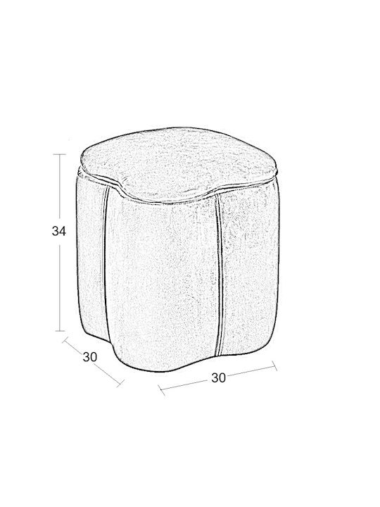 Living Room Stool with Storage Space Upholstered with Velvet Fiona Beige 30x30x34cm