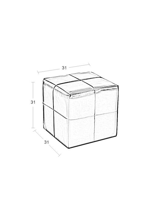 Living Room Stool Upholstered with Artificial Leather Enzo White 31x31x31cm