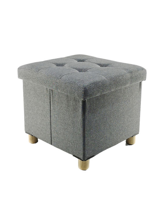 Stool For Living Room Collapsible With Storage Space Upholstered with Fabric Grey Fabric 38x38x34cm