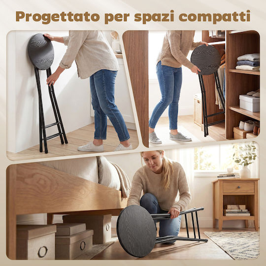 Bar Stool Metallic Set of 2 Black 70x34x30cm