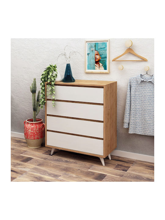 Kommode Schlafzimmer Holz mit 4 Schubladen Weiß 70x40x86cm