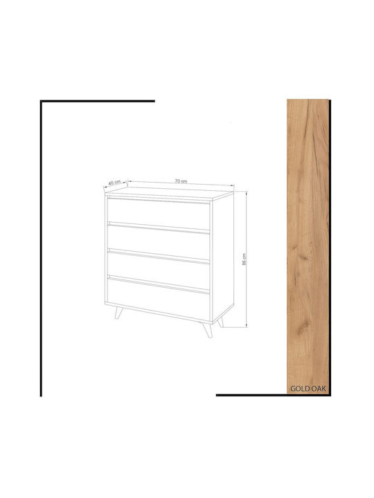 Kommode Schlafzimmer Holz mit 4 Schubladen Weiß 70x40x86cm