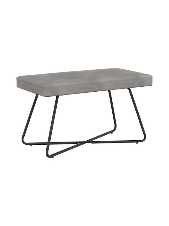 Samt Tabouret Bezogen Mit Hellgrau 80x40x45cm