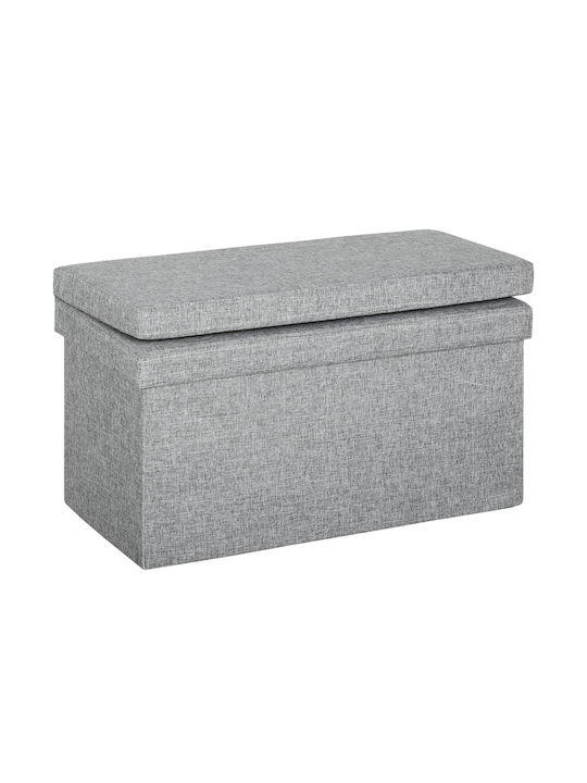 Collapsible Living Room Stool with Backrest and Storage Space Gray