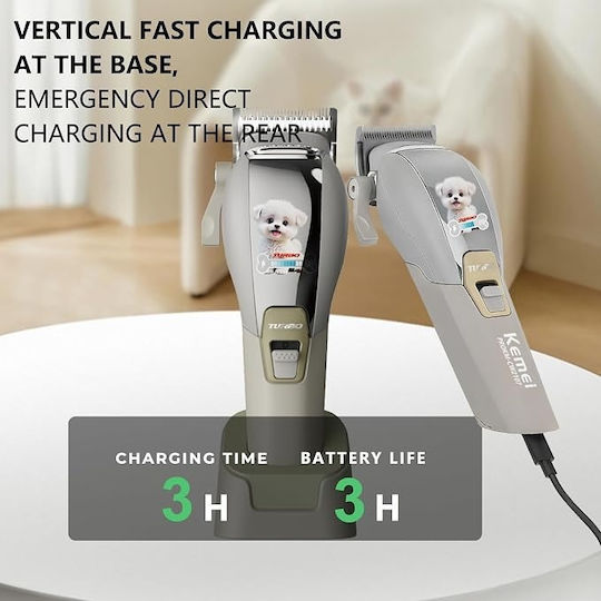 Kemei Professional Rechargeable Stainless Steel Dog Grooming Clipper 8000rpm