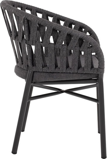 Aluminum Outdoor Armchair Anthracite 2 Pieces 57x56x78cm