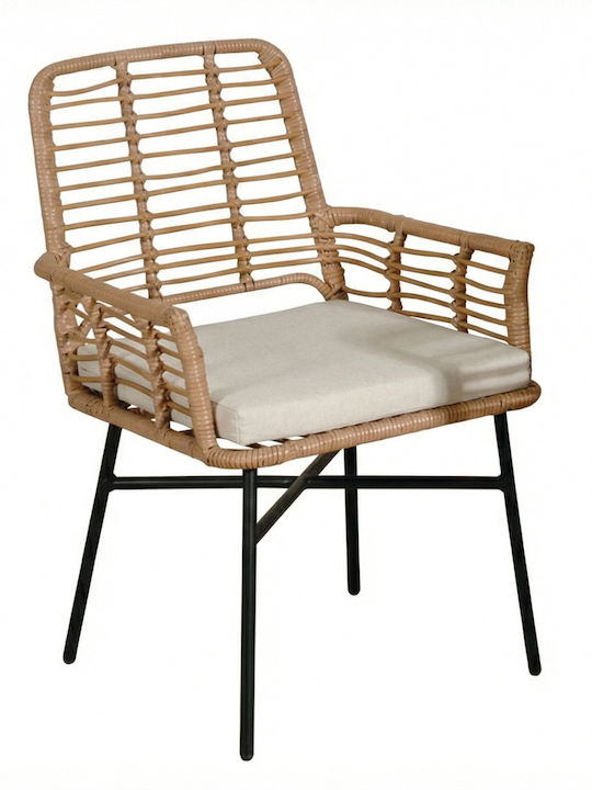 Fotoliu de exterior Metalic Synthetic Rattan cu pernă 20x34x41cm