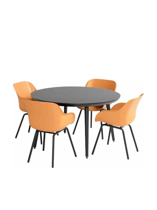 Outdoor Plastic Orange Chair 2 Pieces 55x58x85 cm