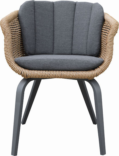 Gartenstühle Aluminium Wicker Grau mit Kissen 60x62x76cm