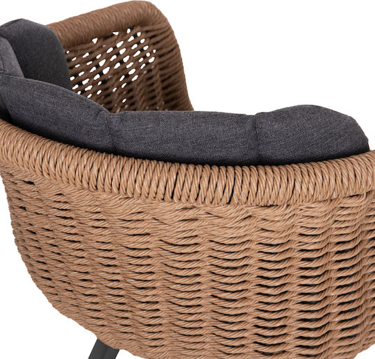 Gartenstühle Aluminium Wicker Grau mit Kissen 60x62x76cm