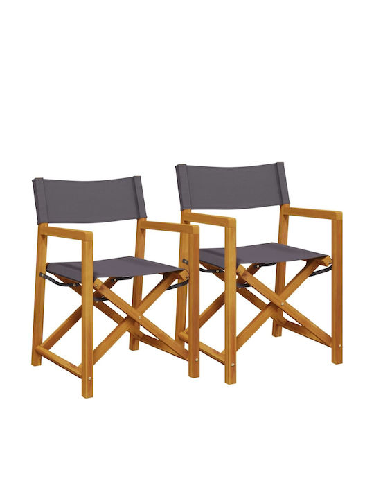 Director's Chair Wooden Grey 2pcs 54x53.5x85.5cm