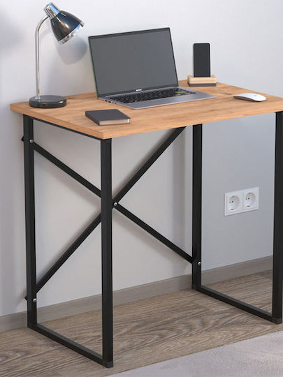 Γραφείο Verne Ξύλινο Pine Oak με Μεταλλικά Πόδια 75x52x73.8εκ.