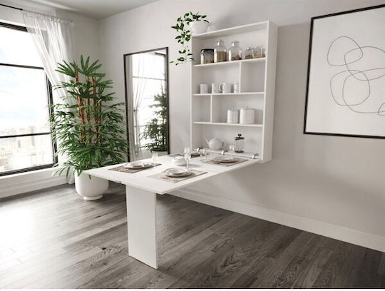 Γραφείο Hartford 428 Ξύλινο με Βιβλιοθήκη Άσπρο 130x85x73εκ.