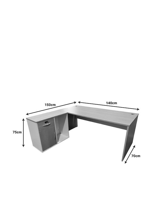 Ecke Professionelles Büro Armadi Holz Gray-white 140x70x75cm