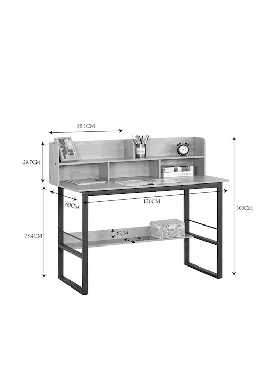 Γραφείο Gaming Ξύλινο Μπεζ με Μεταλλικά Πόδια 120x60x103εκ.