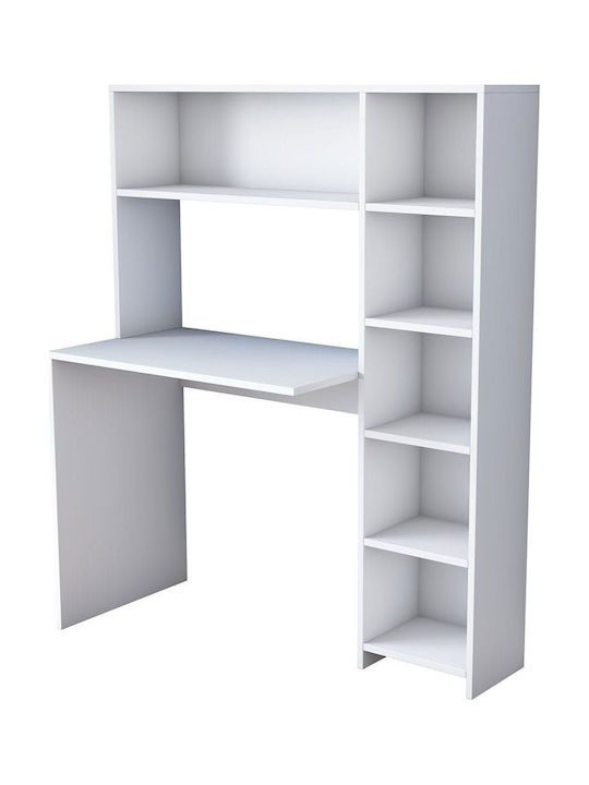Γραφείο Rani Ξύλινο με Βιβλιοθήκη Λευκό 113.2x40x141.8εκ.
