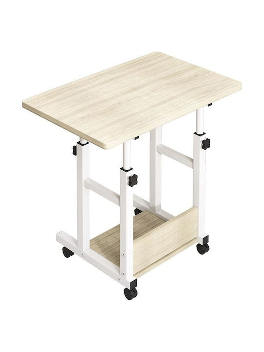 Computer Office Stolu Wooden Natural-White with Metal Legs 60x40x68cm