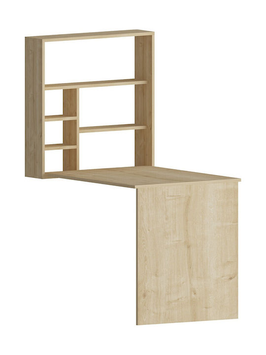 Desk Sedir Wooden with Bookshelf Beige 154.2x59x59cm