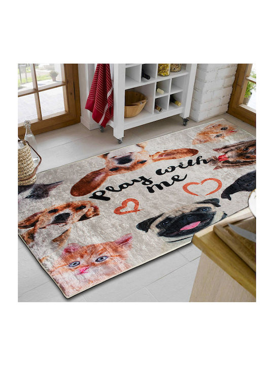 Dimcol Pets 265 Kitchen Mat Runner with Anti-slip Underlay Beige 67x150εκ.