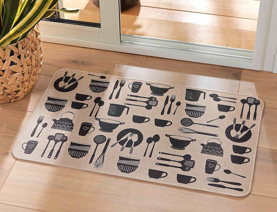 L-c Kitchen Кухненска Подложка с Антиплъзгащо Подложка Бежов 45x75εκ.